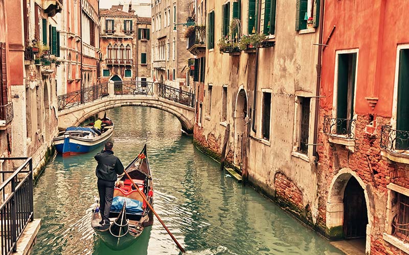 Drift Through Canals on a Gondola