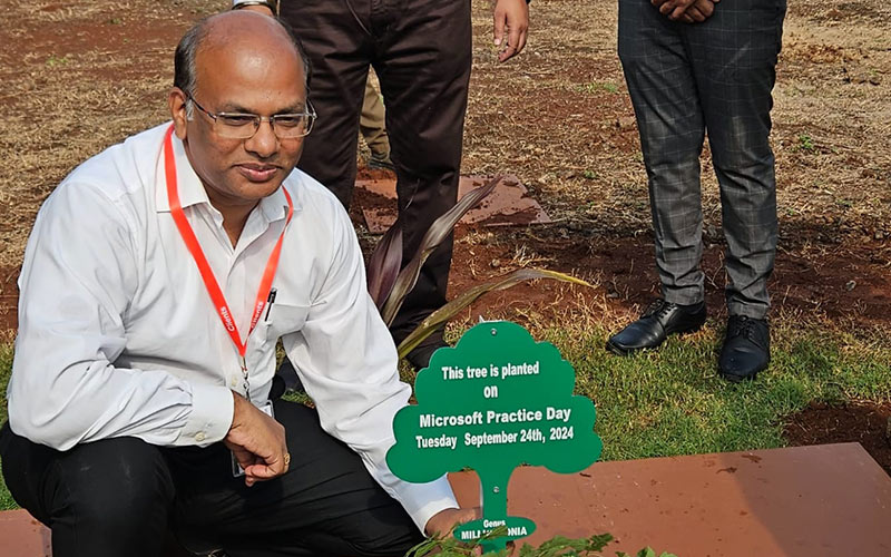 Infosys Microsoft Day Started With Tree Plantation By Leadership