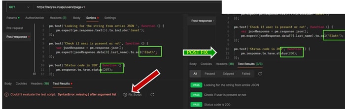 Figure 5: Post using Fix Test