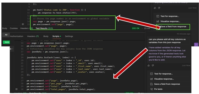 Figure 6: Quickly set a variable from Response Data